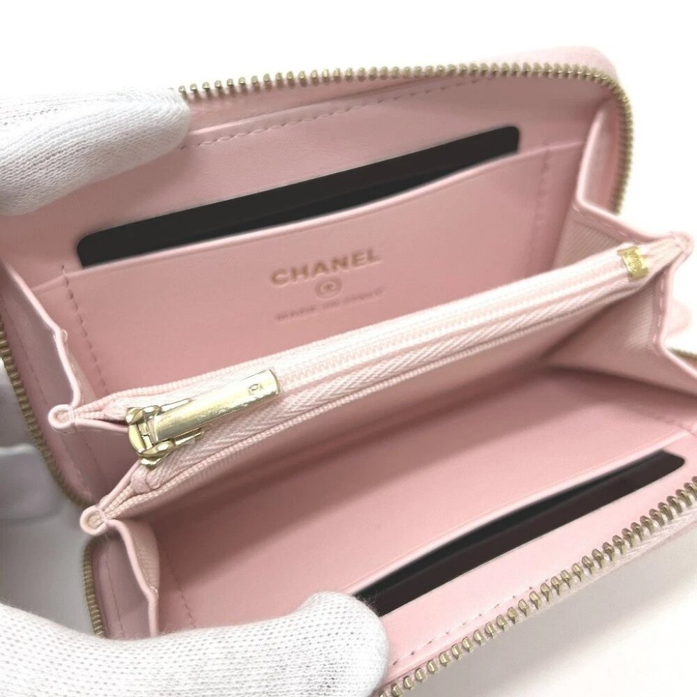 CHANEL AP4658 CC Mark Zip coin purse Long Wallet Caviar Leather pink Unused - Picture 7 of 10